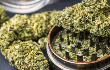 marijuana grinder on table