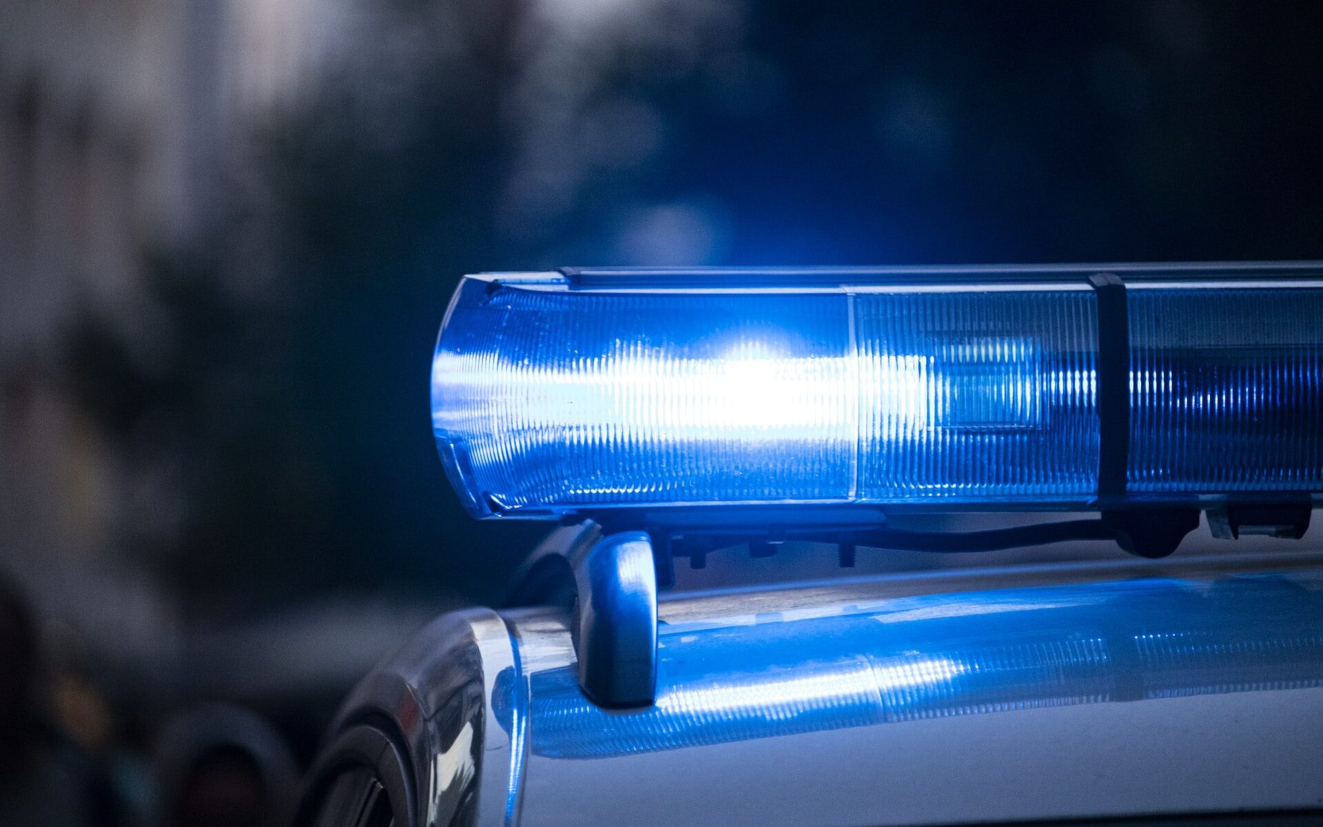 blue lights on top of police car