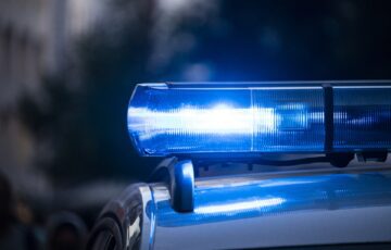 blue lights on top of police car