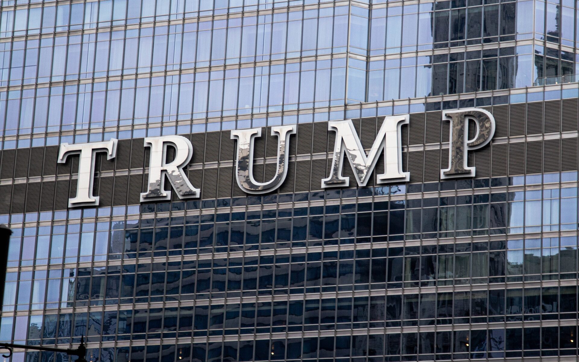 Trump sign on front of Trump Tower