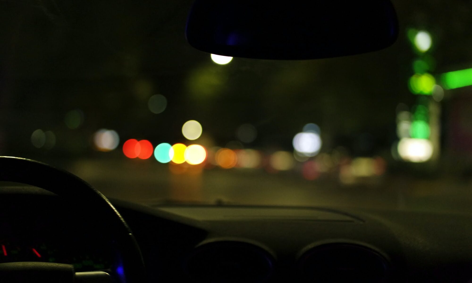dash of a car at night at dui traffic stop