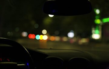 dash of a car at night at dui traffic stop