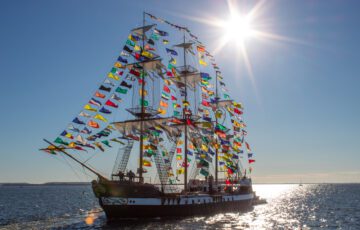 Gasparilla ship with flags