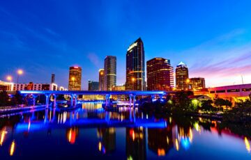 Tampa Bay skyline at night