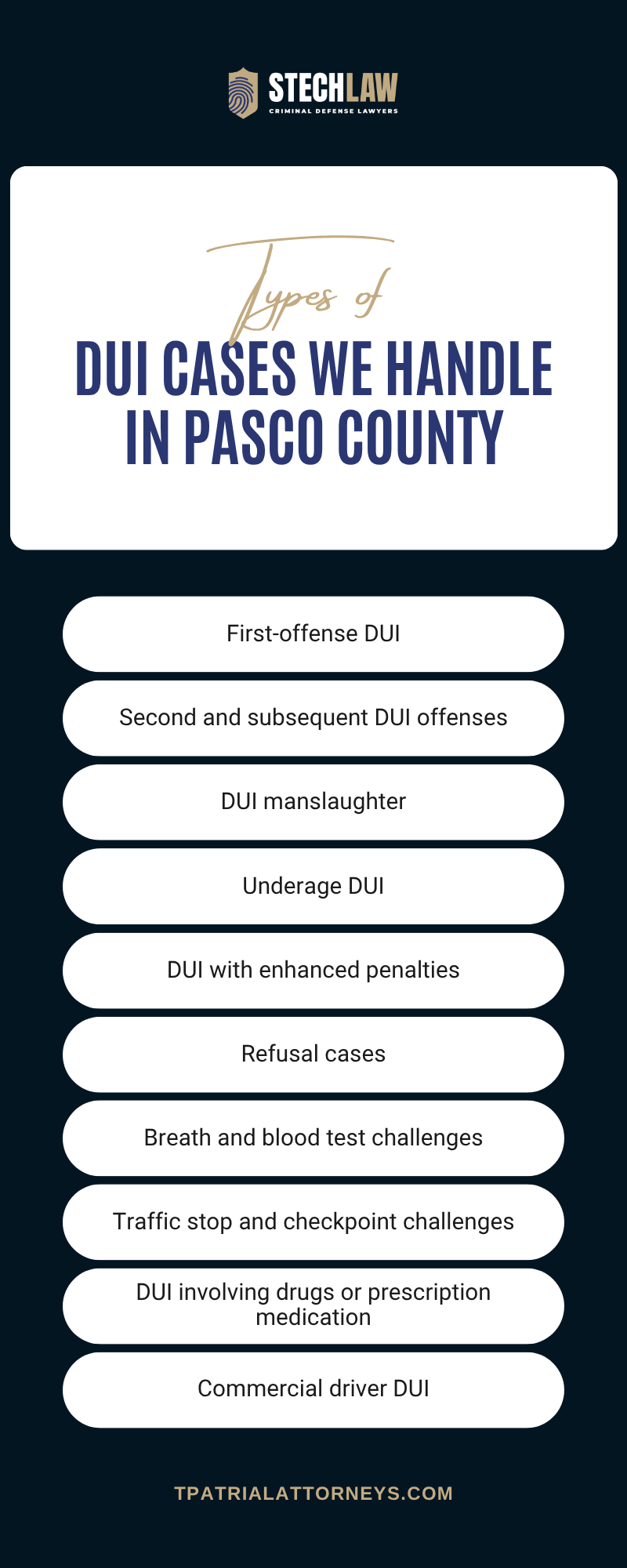 DUI Cases We Handle In Pasco County Infographic